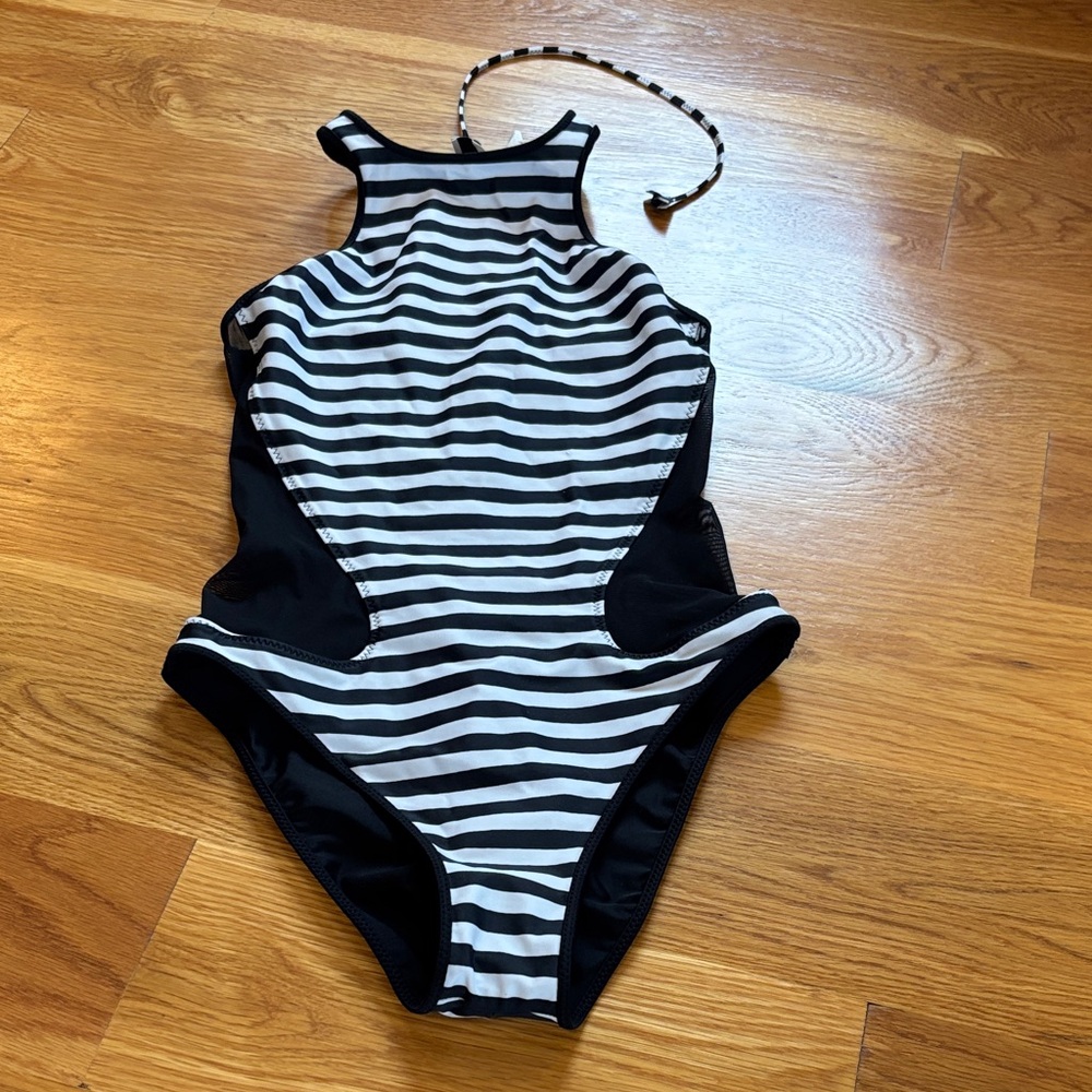lululemon athletica Black and White Striped One-Piece Swimsuit
